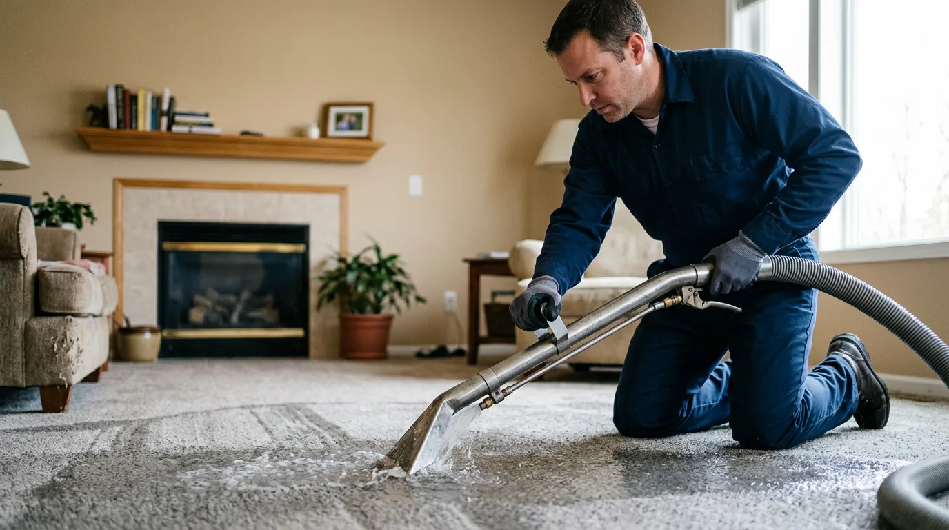 Water damage restoration technician working near Buffalo, KS